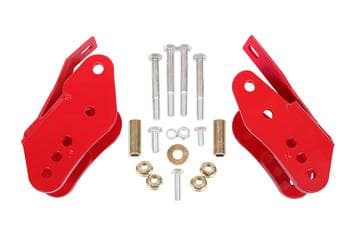 Control arm relocation brackets, bolt-on