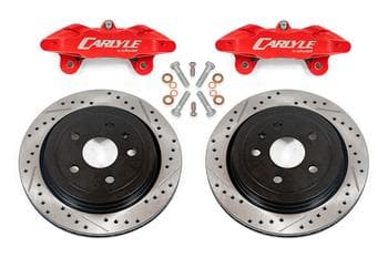 Brake Kit for 15" Conversion, Drilled and Slotted Rotors, Red Calipers