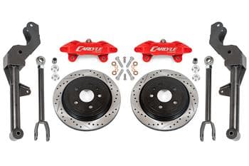 15" Conversion Kit by Carlyle Racing, Drilled and Slotted Rotors, Red Calipers
