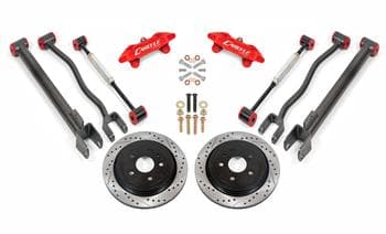 15" Conversion Kit by Carlyle Racing, Drilled and Slotted Rotors, Red Calipers